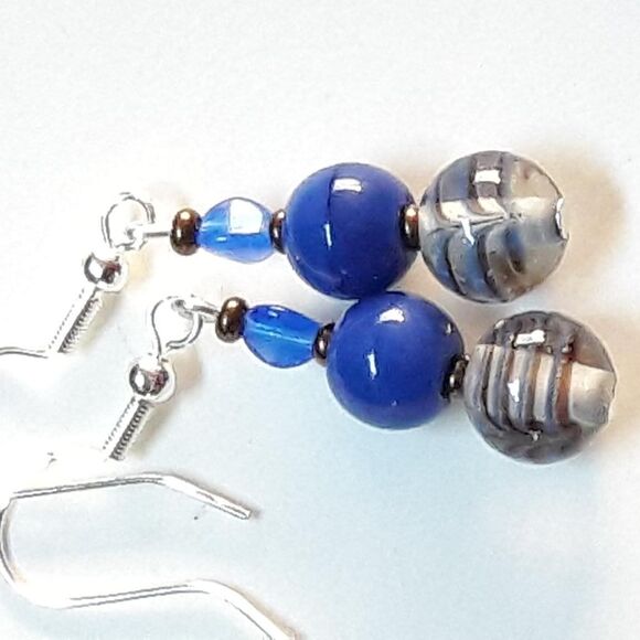 Artisan earrings 429# NEW bohemian Blue earrings cobalt Czech earrings glass e - Picture 1 of 5
